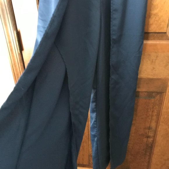NWT Dynamite Silky Dark Blue Split Leg Jumpsuit w/Spaghetti Straps X-Small - Picture 6 of 15